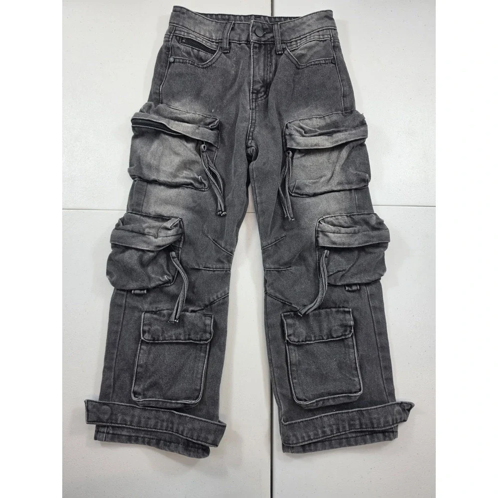 Rockstar Original Boys Lenz Black Wash Parachute Cargo Jean Size 10